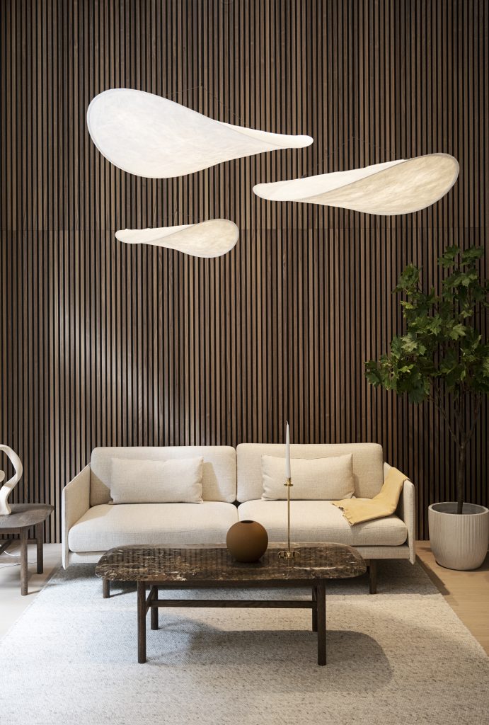 Akupanel walnut japandi style living room